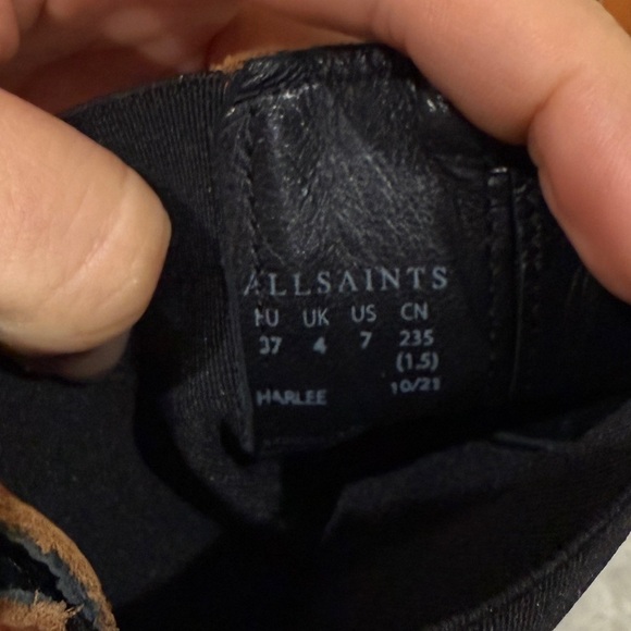 New AllSaints Women Harlee Lug Sole Chelsea Boot Sz 7 Brown Chunky Rugged Edgy - Picture 7 of 8